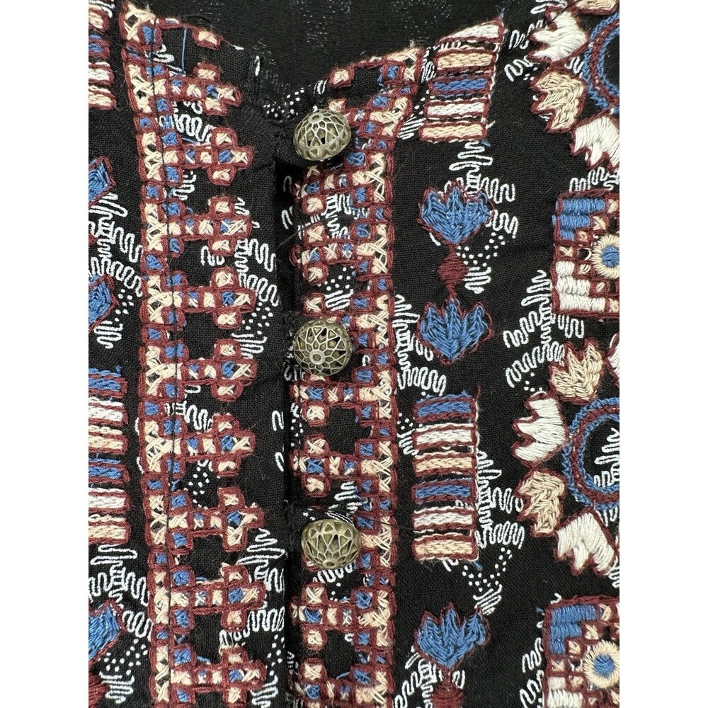 Anthropologie Vanessa Virginia Kaleidoscope Embroidered Tunic Dress Blue L butto - Picture 5 of 16